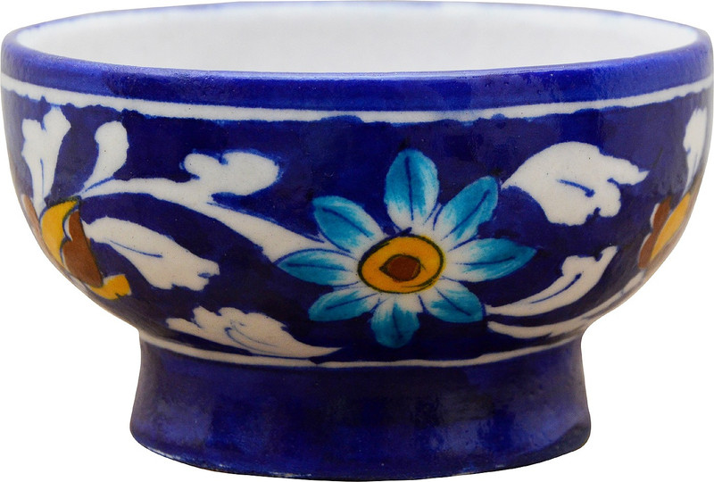 om craft villa Pottery Bowl(Blue, Pack of 1)