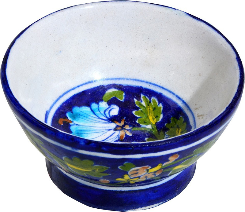 om craft villa Pottery Bowl(Blue, Pack of 1)