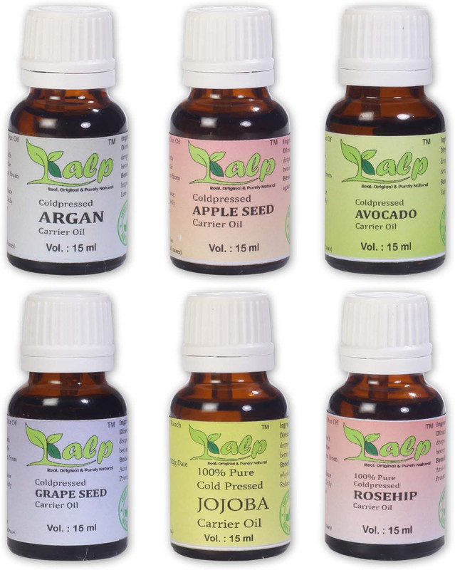 kalp pack of six carrier oil ( appleseed , argan , avocado , grape seed , jojoba,rosehip )(90 ml)