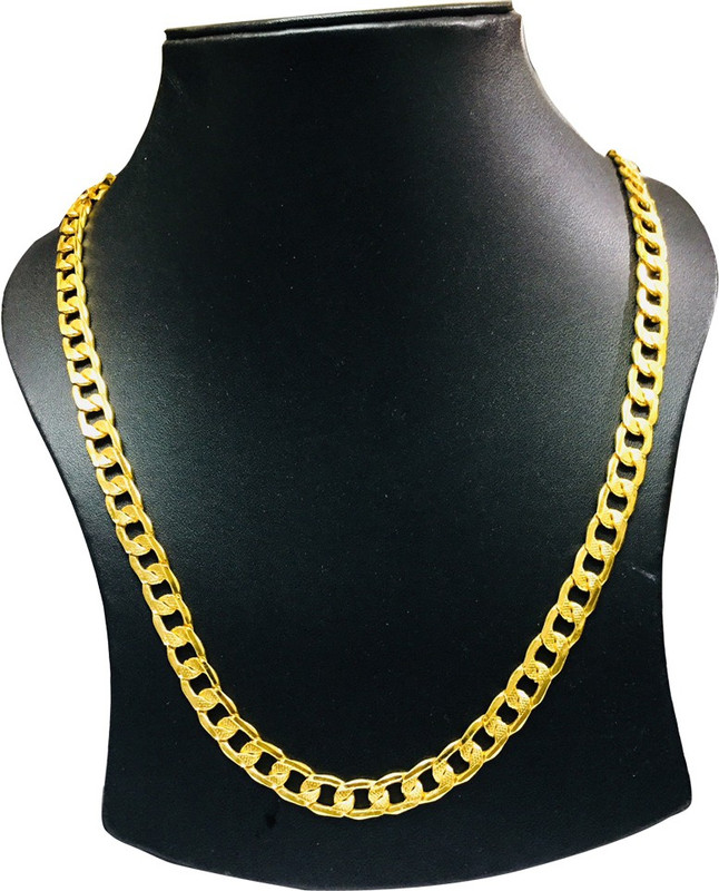 Buy xoonic New Design Statement Gold plated chain necklace Textured 8 mm thick 20 inch long Link chain for Men Boys Gold plated Plated Brass Chain Online at desertcartUAE