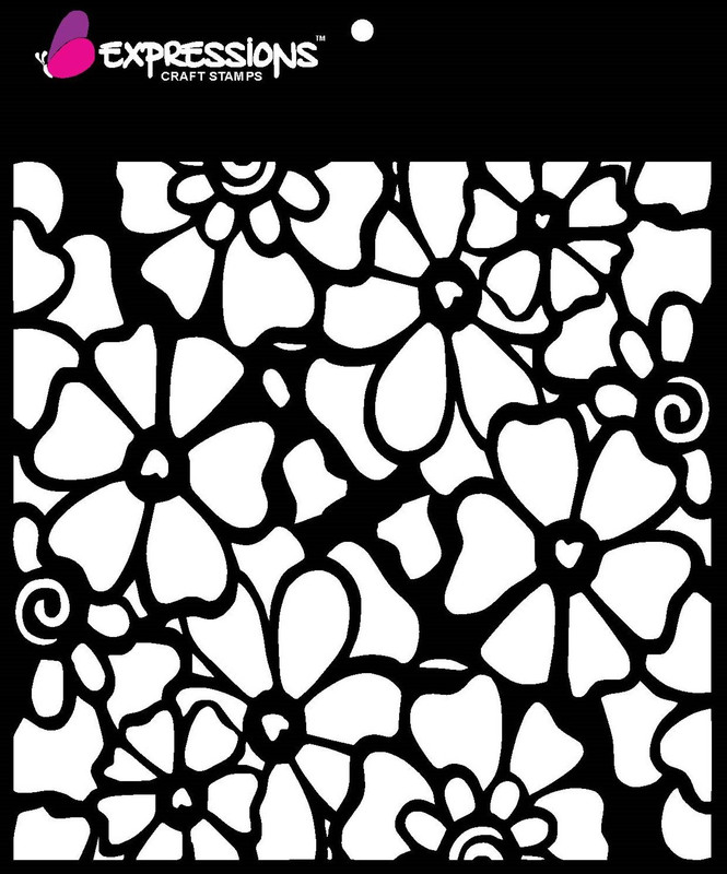 expressions craft stamps Funky Flowers EST6035 Hand made Design Stencil(Pack of 1, Art stencil)