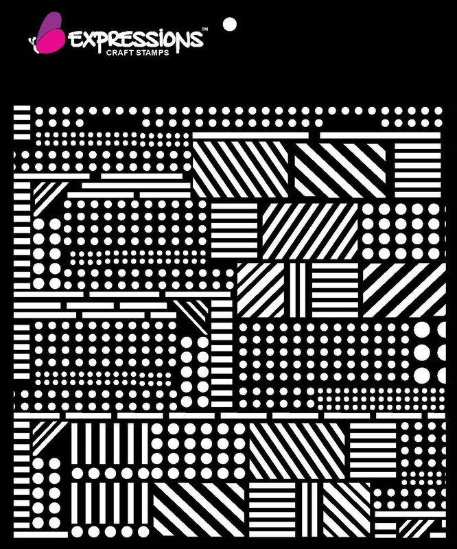 expressions craft stamps Dot & Stripes EST6033 Hand made Design Stencil(Pack of 1, Art stencil)
