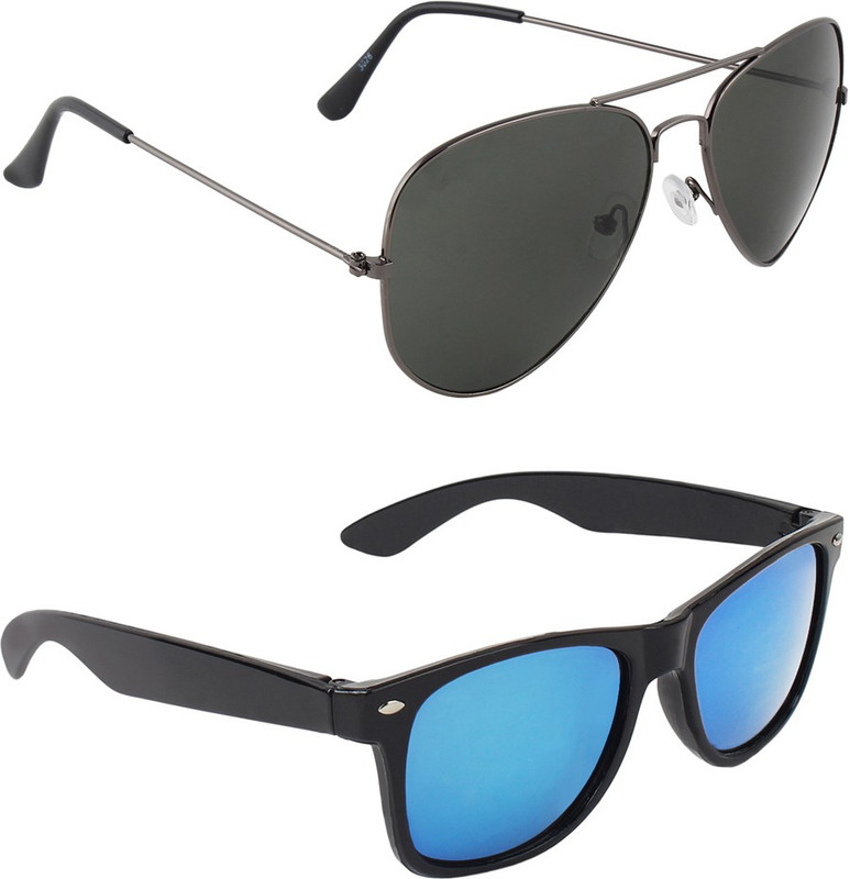Zyaden Aviator, Wayfarer Sunglasses(Black, Blue)