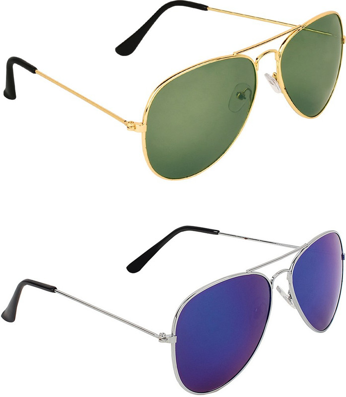 Zyaden Aviator, Aviator Sunglasses(Green, Blue)