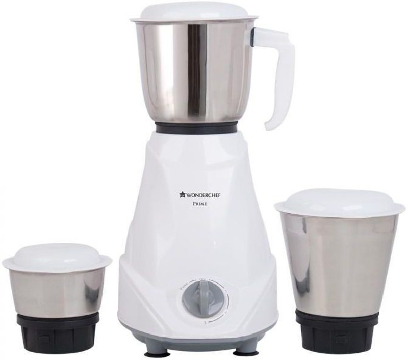 Wonderchef Prime 550 W Mixer Grinder(White, 3 Jars)