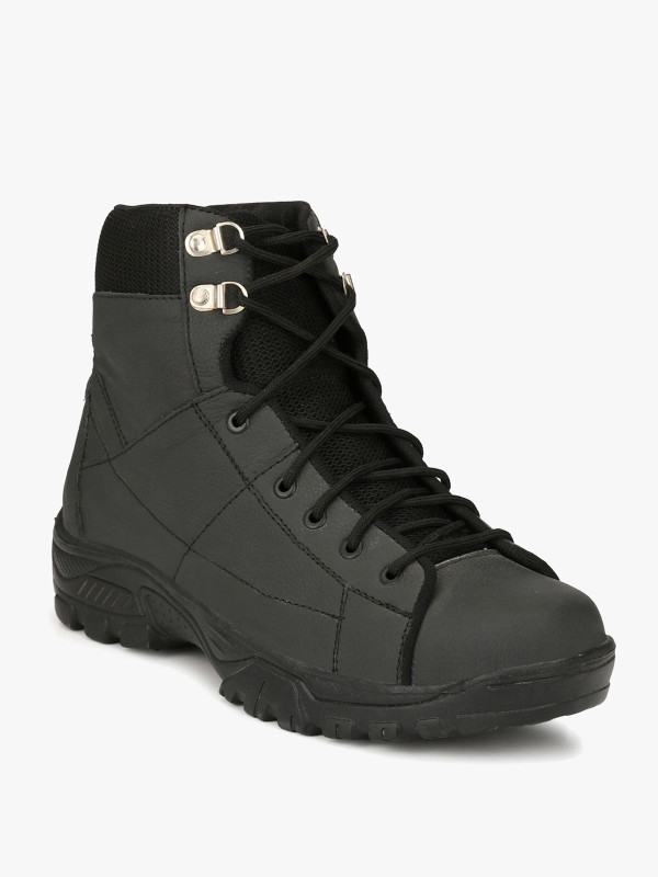 Eego Italy Heavy Duty Genuine Leather Steel Toe Safety Boots Hiking & Trekking Shoes For Men(Black)