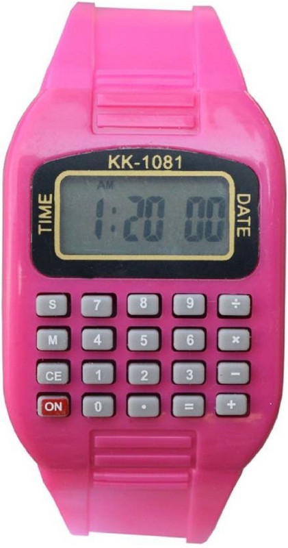 pink calculator watch