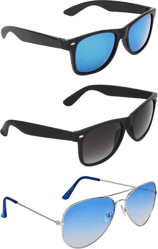 Zyaden Wayfarer, Wayfarer, Aviator Sunglasses(Blue, Black, Blue)