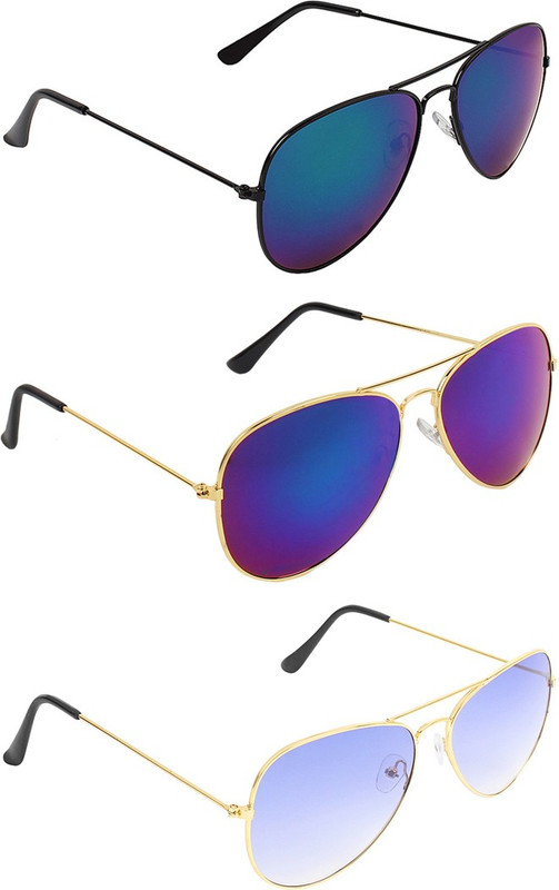 Zyaden Aviator Sunglasses(Blue, Blue, Blue)