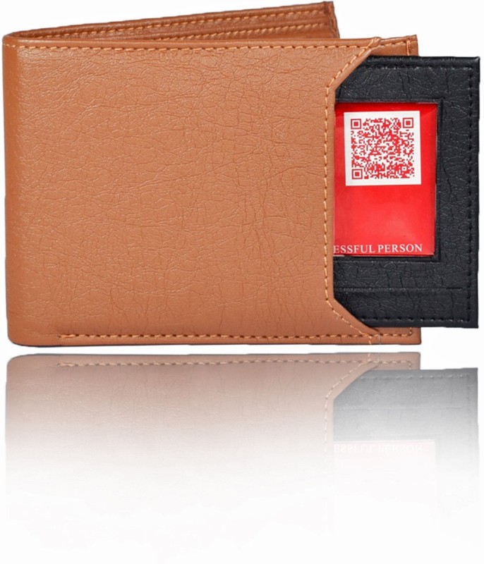 ZEEBROS Men Tan Artificial Leather Wallet(7 Card Slots)