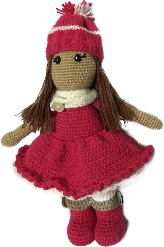 lyfgoods Crochet Stuffed Doll,Handmade Soft Plush,Kids Girl Lovely Toy(Color-Pink,White,Beige,Size-35cm)(Pink)