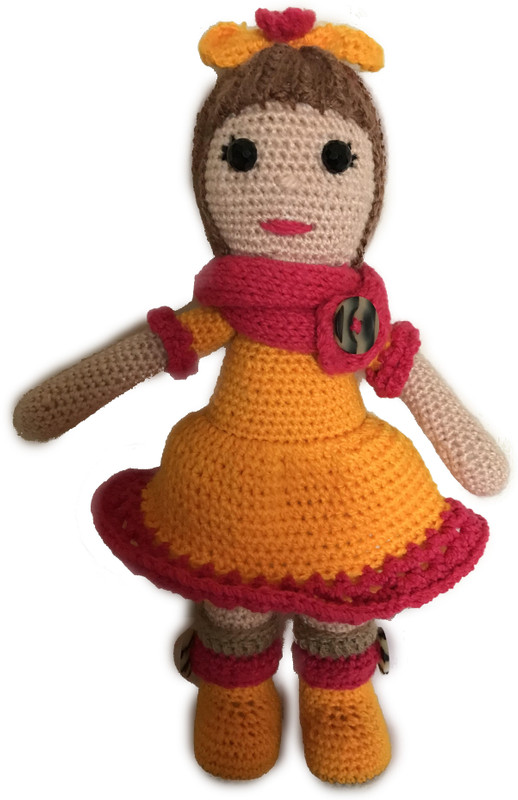 lyfgoods Crochet Stuffed Doll,Handmade Soft Plush,Kids Girl Lovely Toy(Color-Yellow,Pink Beige,Size-32cm)(Yellow)