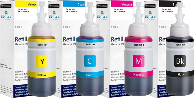 senter COMPATIBLE INK FOR HP GT51 GT52 COLOR SET REFILL INK BOTTLE FOR GT 5820 5810 Multi Color Ink (Black, Magenta, Cyan, Yellow) Multi Color Ink Cartridge(Magenta, Cyan, Black, Yellow)