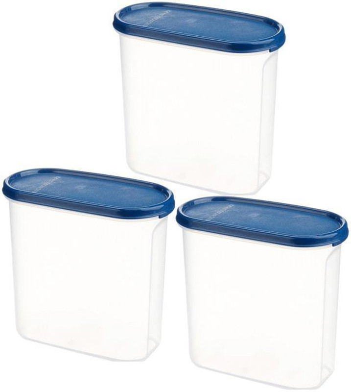 Signoraware Modular Container Oval  - 1.7 L Plastic Grocery Container(Pack of 3, White, Blue)