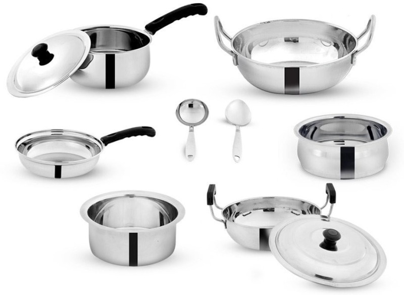 Pigeon Dazzle Stainless Steel 10 Pieces Induction Bottom Cookware Set(Stainless Steel, 10 - Piece)