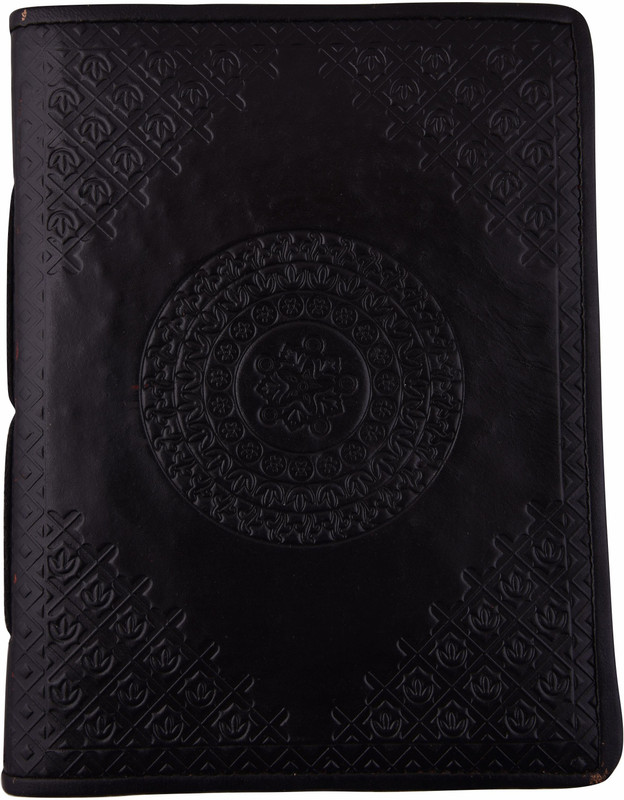 dpotli A5 Diary(Black Leather Mandala, Black)