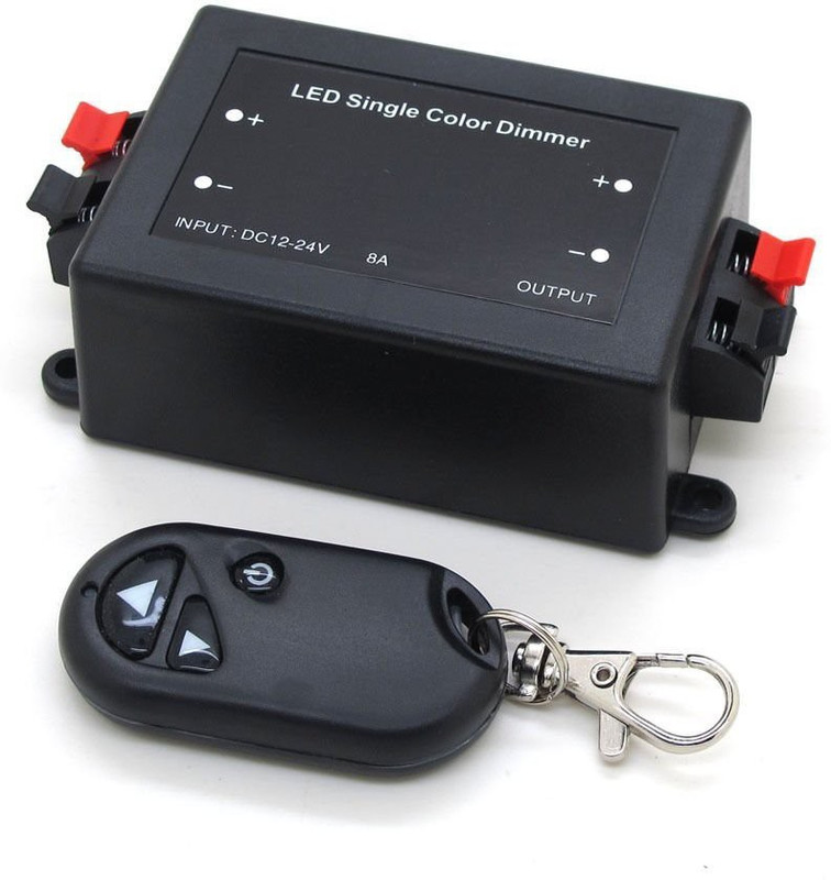 TRP TRADERS Wireless Remote LED Light Dimmer Controller 12V-24V DC 96W Adjust Brightness 8 A Step Dimmer(Black)