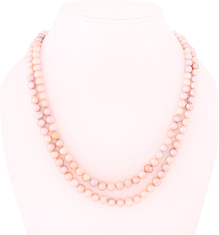acclare Pearls Semi-Precious stones Double Line long string Pearl Stone Necklace