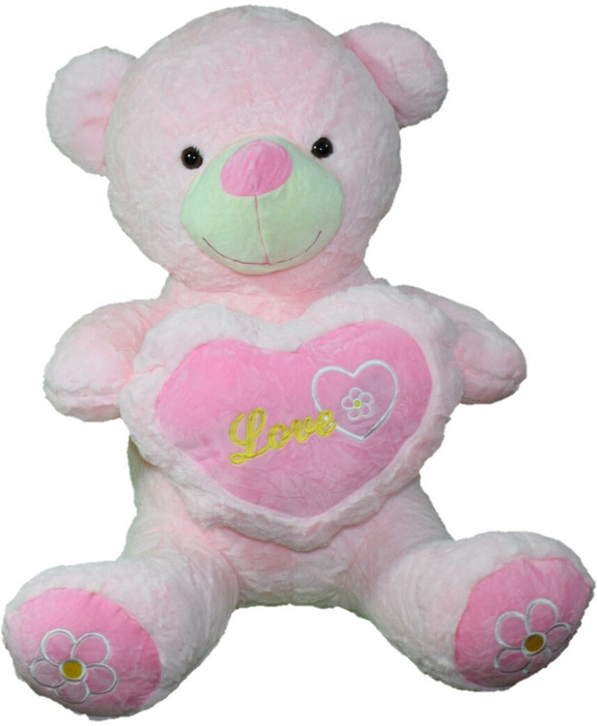 fizznfusion imported pink teddy with heart for your loved one -80 cm  - 80 cm(Pink)