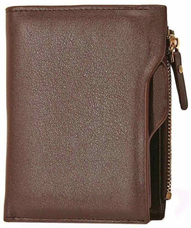 pidengbao Men Brown Genuine Leather Wallet(11 Card Slots)