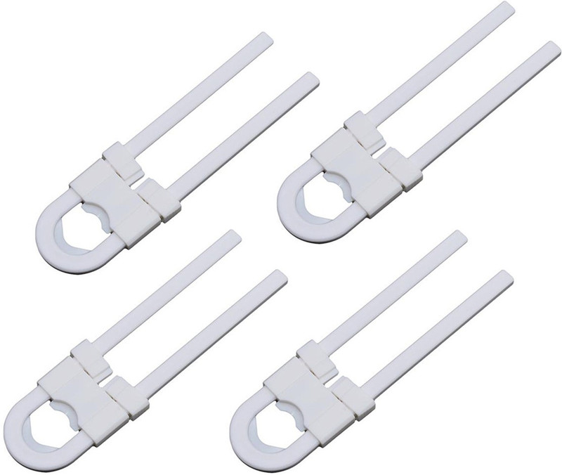 SYGA Sliding Child Safety Cabinet Locks, U Shaped Baby Proof Cupboard Kitchen Lock, Childproof Cabinet Latch Kid Safety for Knobs and Handles Home Furniture Door,Pack of 4(White)