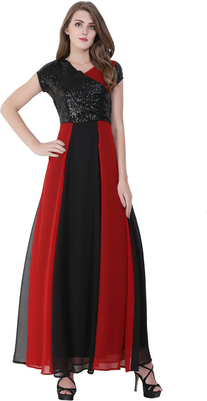 shaper Women Maxi Red, Black Dress