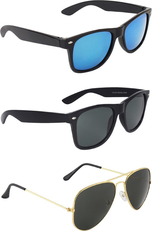 Zyaden Wayfarer, Wayfarer, Aviator Sunglasses(Blue, Black, Black)