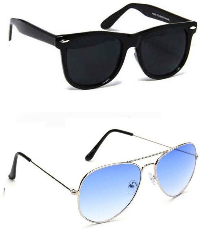 Natural Creation Aviator Sunglasses(Black, Blue)