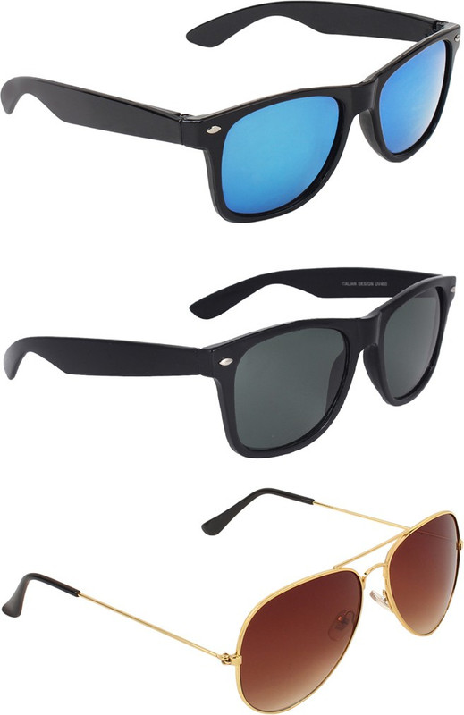 Zyaden Wayfarer, Wayfarer, Aviator Sunglasses(Blue, Black, Brown)