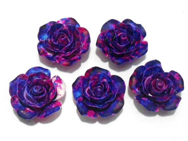 GOELX Rose Floral Resin Cabochons Pastable Beads Diy For Jewelry Making, Hair Bands, Rings Crafts Embellishments - Floral Pack 6