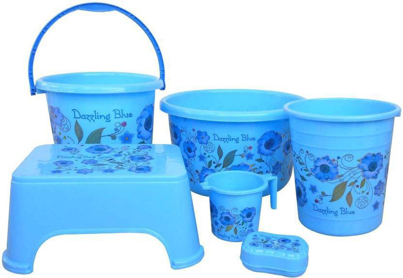 rudraent lower printed bathroom 6 set 20 L Plastic Bucket 20 L Plastic Bucket(Blue)