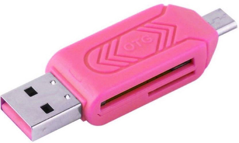 Apro All in one card support OTG Micro SD+TF Card Reader (Multicolor) Card Reader(Pink)