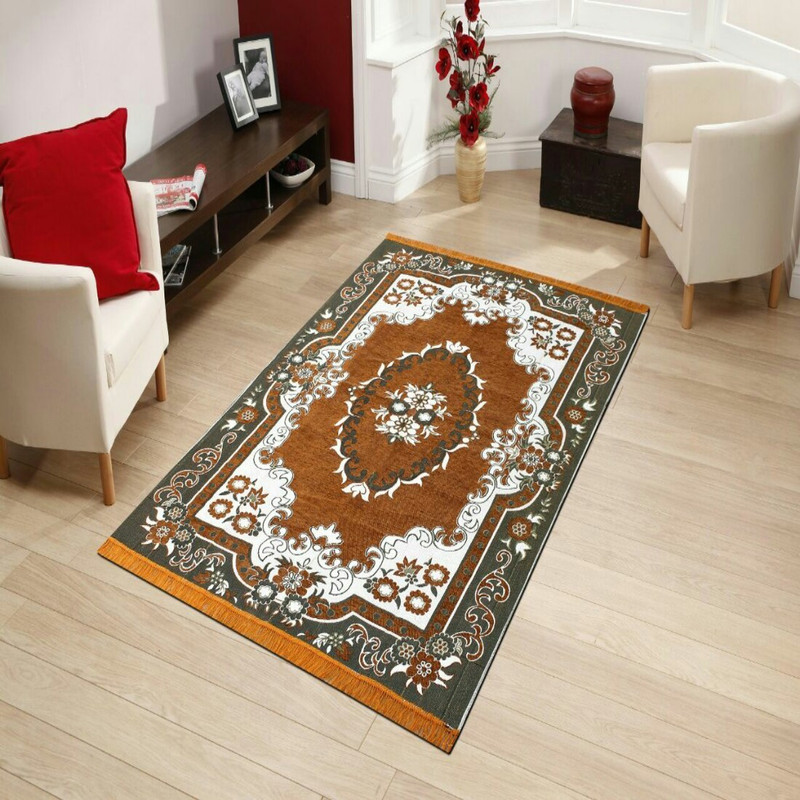 st decor store Yellow Chenille Carpet(150  X 210)