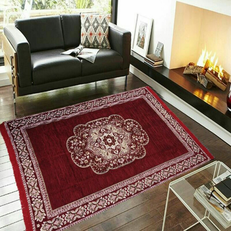 st decor store Maroon Chenille Carpet(150  X 210)