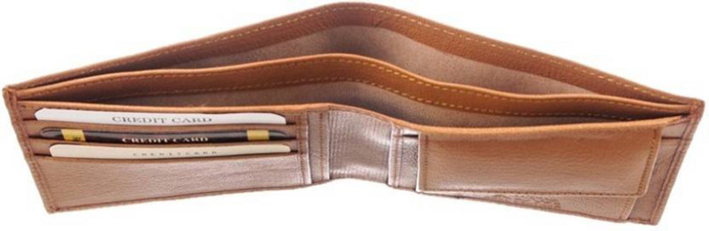 shar Men Tan Artificial Leather Wallet(5 Card Slots)