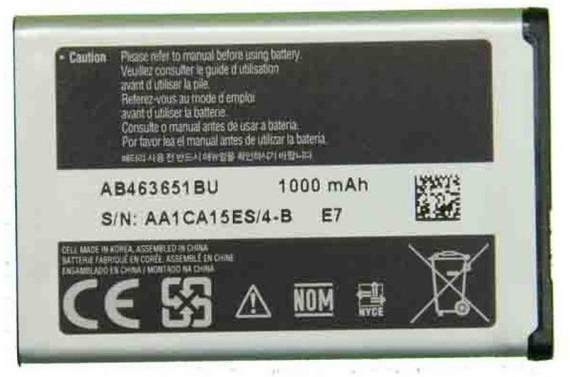 BOOM Battery - SAM OG Mobile Battery For L700,/Chat 322 C3222/GURU Music 2 B310E/Metro 313 B313E(Silver)