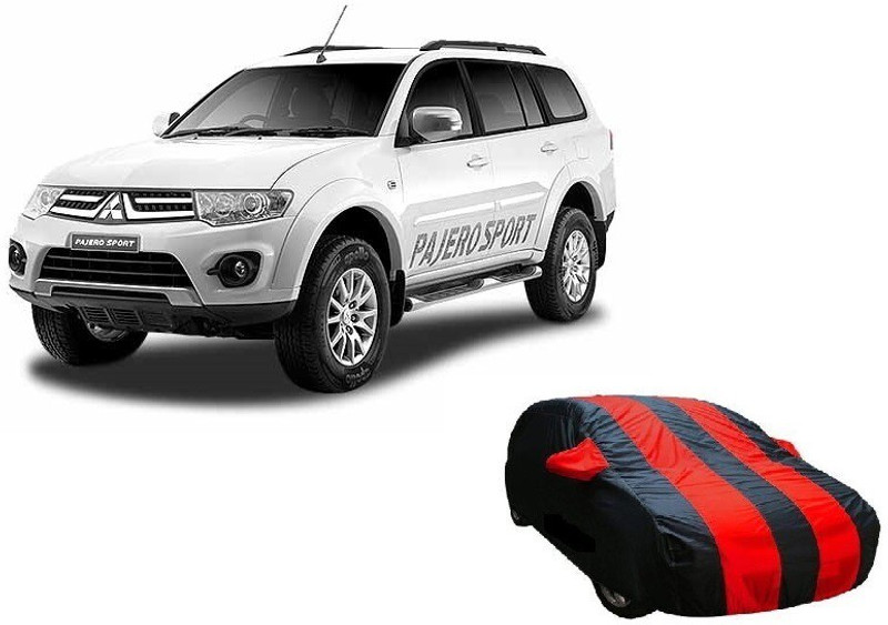 Auto Wheel Garage Car Cover For Mitsubishi Pajero Sport (With Mirror Pockets)(Red, Black)