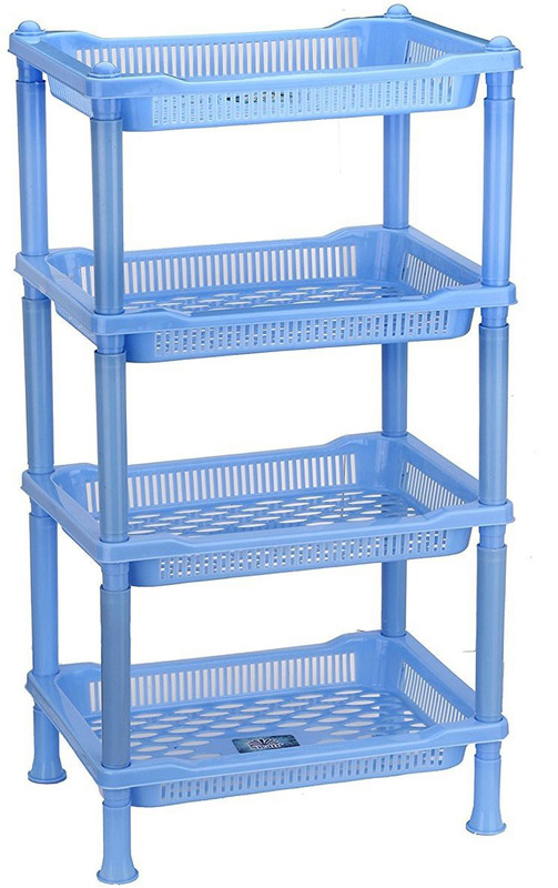 avishi swati BLUE PLASTIC STORAGE RACK SHELF Plastic Wall Shelf(Number of Shelves - 4, Blue)