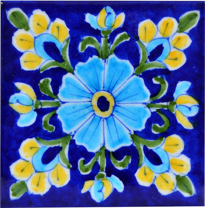 shriyam craft Blue Pottery Decorative Tiles for wall Decorative Showpiece  -  10 cm(Ceramic, Multicolor)