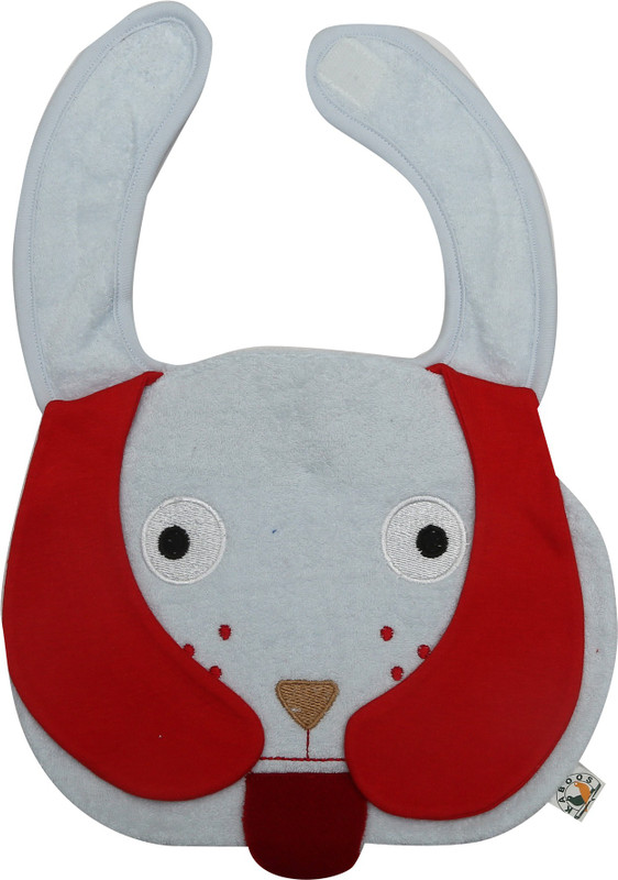 KABOOS Multi Colour Designer Terry Baby Feeding Bib-Set of 1(white and red)