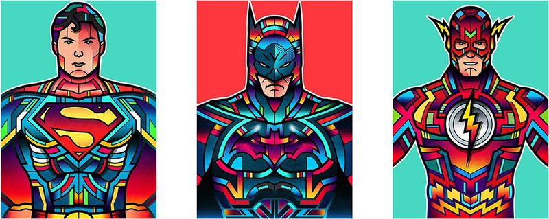 DC superheroes Justice League Set of 3 | 8 inches X 12 inches | 300 gsm high quality Abstract design Print Poster Photographic Paper(12 inch X 8 inch)