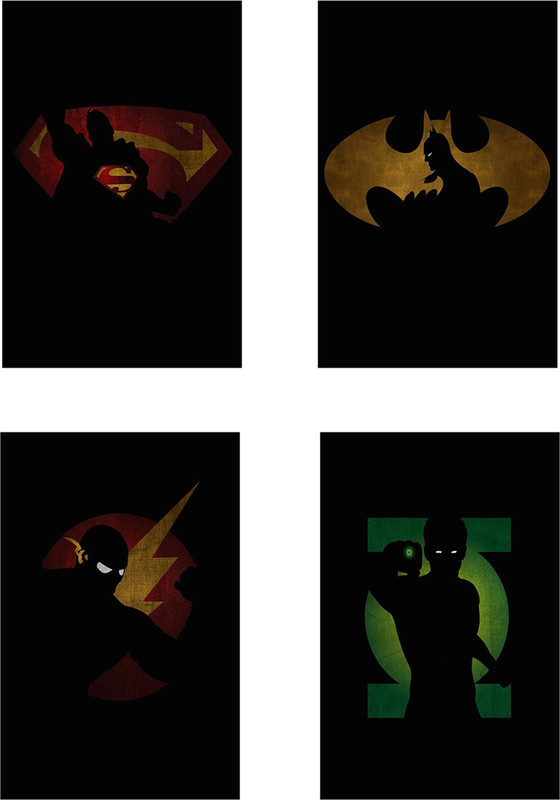DC Superheroes Justice league Set of 4 | 8 inches X 12 inches | 300 gsm high quality paper Print Poster Photographic Paper(12 inch X 8 inch)
