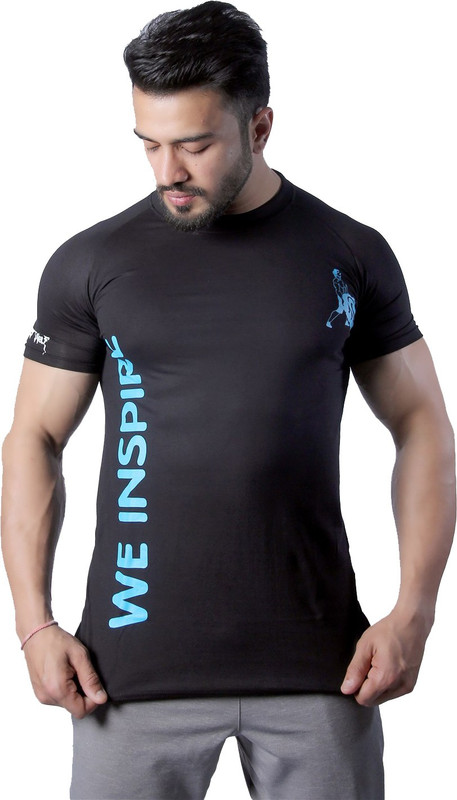 GreyWolf Fitness Solid Men Round Neck Black T-Shirt