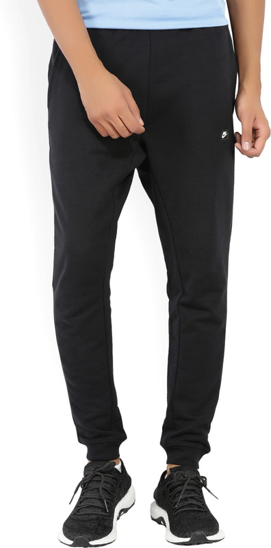 nike solid men black track pants