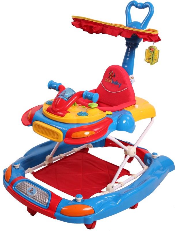 Sunbaby Musical Activity Walker With Parent Rod(Red, Blue)