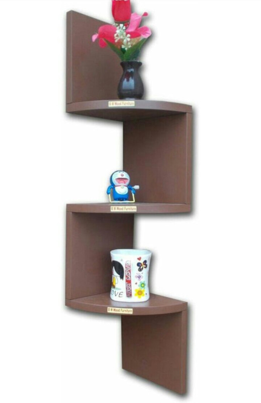 star crafts art zeg zig shelf MDF (Medium Density Fiber) Wall Shelf(Number of Shelves - 3, Brown)
