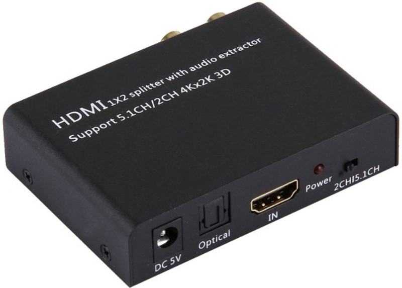 microware HDMI 1X2 SPLITTER WITH AUDIO EXTRACTOR SUPPORT 2CH,5.1CH, 4Kx2K,3D 1080P Media Streaming Device(Black)