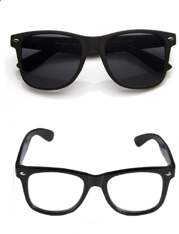 Natural Creation Wayfarer Sunglasses(Black, Clear)