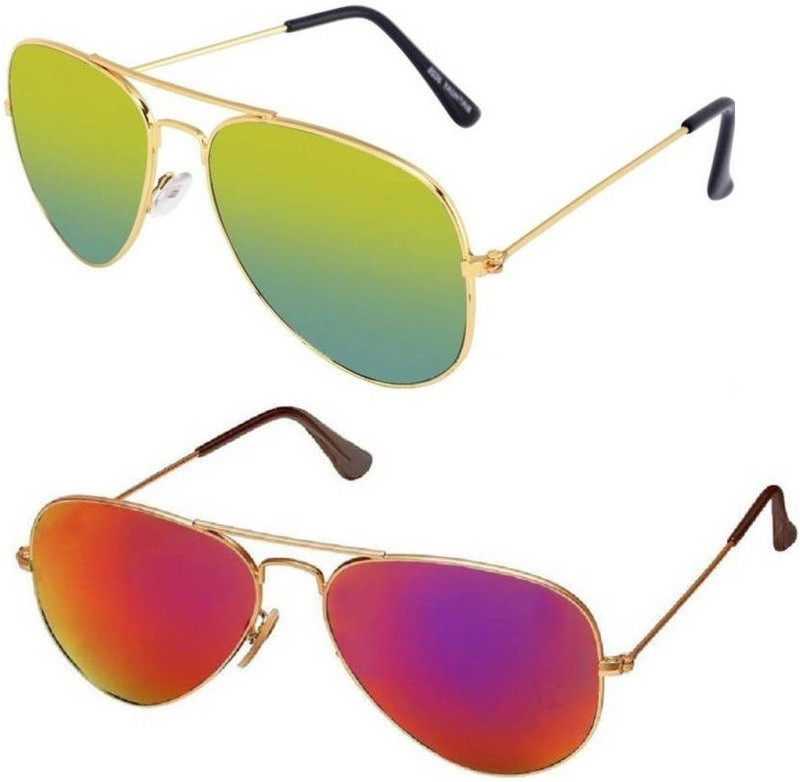 Eyeshot Aviator Sunglasses(Orange, Green)