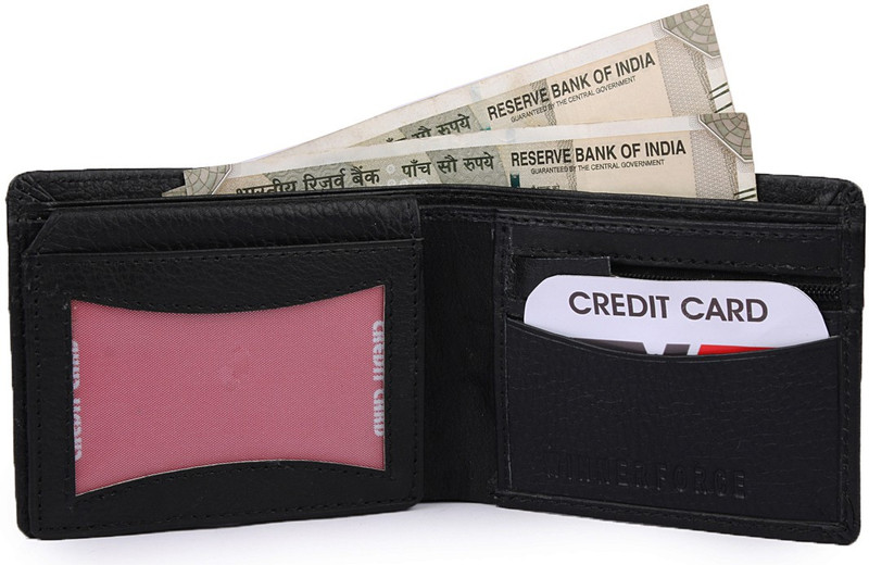 winnerforce Men Black Genuine Leather Wallet(6 Card Slots)